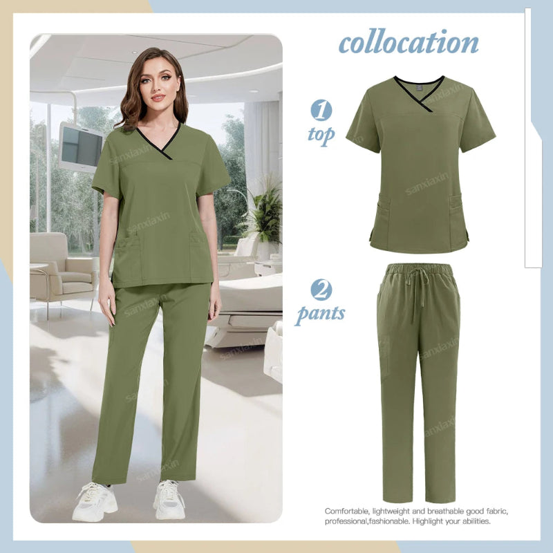 Medical Scrubs Set, Hospital Uniforms with Pockets - Healthcare Vibes
