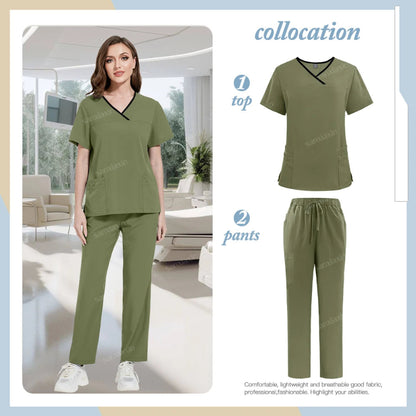 Medical Scrubs Set, Hospital Uniforms with Pockets - Healthcare Vibes