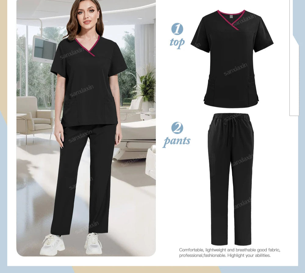 Medical Scrubs Set, Hospital Uniforms with Pockets - Healthcare Vibes