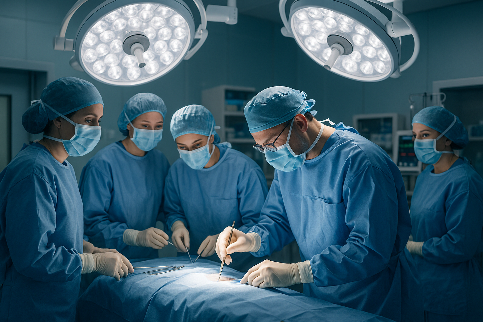 surgical team standing in or during a case